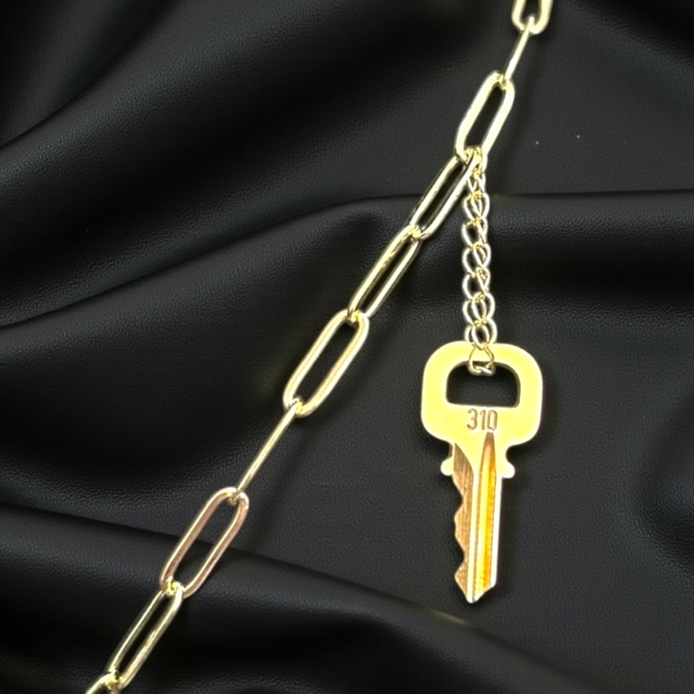 LOUIS VUITTON Lock & Key w/Unbranded Gold-Over-925-Silver  Paperclip Chain ✨NEW✨ - Picture 11 of 12